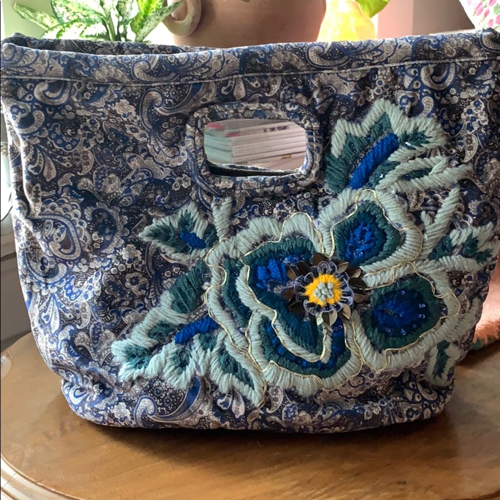 Anthropologie paisley embroidered tote